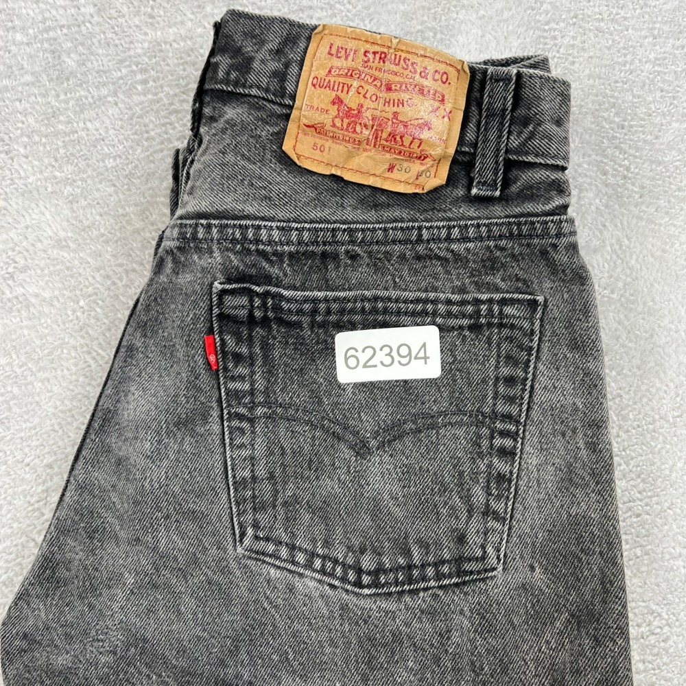VTG Levi's 501 Jeans 30x30 Black Acid Wash Made USA Button Fly 90s Straight Leg - Picture 10 of 10